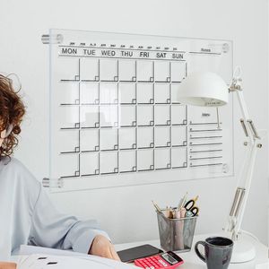 Tableau de calendrier magnétique en acrylique transparent, calendrier mensuel réutilisable, accessoires magnétiques pour réfrigérateur, planificateur quotidien et hebdomadaire 240318