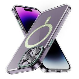 Étuis de téléphone magnétiques en acrylique transparent pour iPhone 15 14 Plus 13 12 11 Pro Max Xs Max Xr Samsung S24 S23 FE Plus Housse de protection hybride ultra transparente en TPU