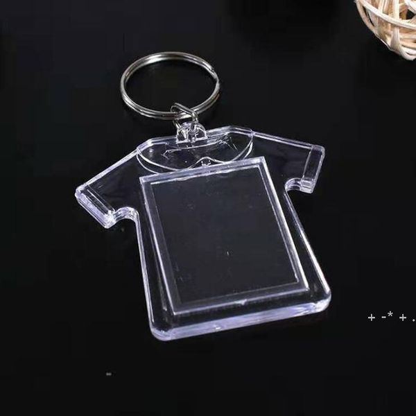 Porte-clés vierges en plastique acrylique transparent Insérer un cadre photo de passeport Porte-clés Cadre photo Porte-clés Cadeau de fête LLE11676