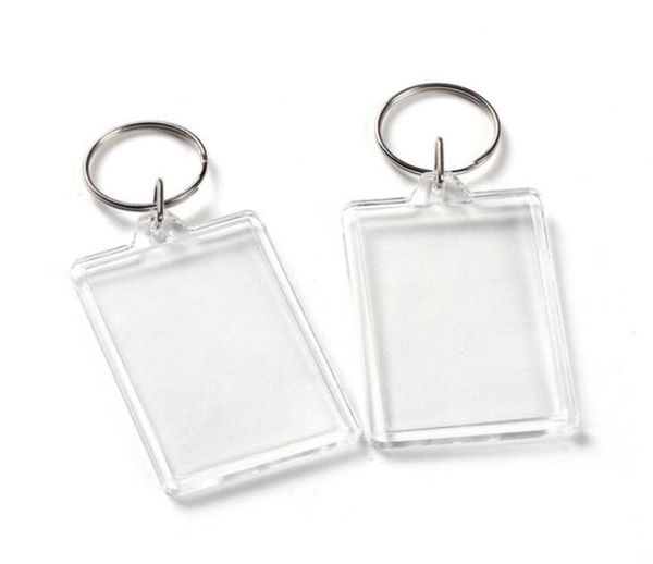 Llaveros en blanco de plástico acrílico transparente Insertar pasaporte Po Marco Llavero Marco de imagen Llaveros Regalo de fiesta LX23292049318