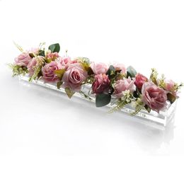 Vase à fleurs rectangulaires en acrylique avec table de mariage au couvercle table maître florale Morden Vases floraux de bureau Décorez 240422