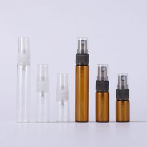 Bouteilles de parfum en verre ambré clair, tube de pulvérisation de 3ml 5ml 10ml avec dessus à brume fine