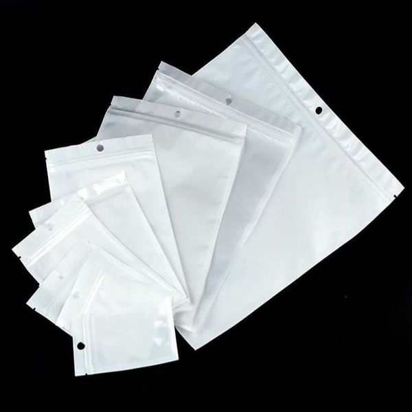 Sacs en plastique transparents et blancs en perles, emballage Poly OPP, fermeture éclair, emballages de vente au détail, sac en PVC pour étui Txdsq