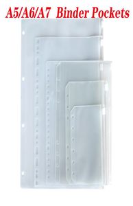 Doorzichtige bindmiddelen Zakken Archief A5 A6 A7 Ritsbinderzakje 6 gaten PVC losbladige tas Documententassen voor notebooks Documenten 32 G25273696