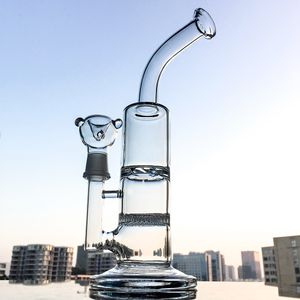 Clear Blue Heady Beecomb Hookahs 18mm mâle Joint Turbine Bongs En Verre Disque Perc Conduites D'eau 10 Pouces De Hauteur Dab Rigs Avec Bol WP101