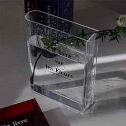 Clear Book Vase Clear Book Flower Vase Clear Book Vaas voor bloemen Leuke boekenplank Decor voor bloemenarrangement Home Decor 240422