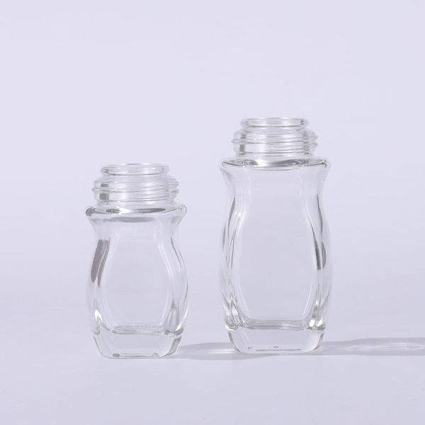 Bouteilles transparentes Flacon à roulettes de 30 ml et 50 ml avec capuchon noir/blanc et roulements à billes en plastique