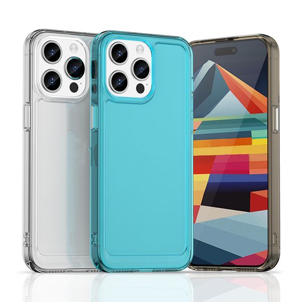 Étuis de téléphone couleur bonbon clair pour Iphone 15 Pro Max 14 Samsung Galaxy S24 Ultra Plus A35 A55 A15 5G Google Pixel 8A 8 7A Couvertures arrière en TPU souple