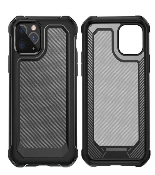 Étuis de téléphone design en fibre de carbone transparent pour iPhone 14 13 12 11 Plus Pro Max Mini Samsung Galaxy S20 Ultra hybride pare-chocs mobile dur 3873571