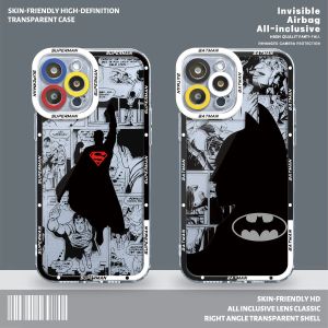 Case voor iPhone 14 15 Pro Max 8 6 7 Plus 11 12Pro SE 2020 XR 13 MINI XS MAX Transparant Cover S-Superman B-Batman Heroes