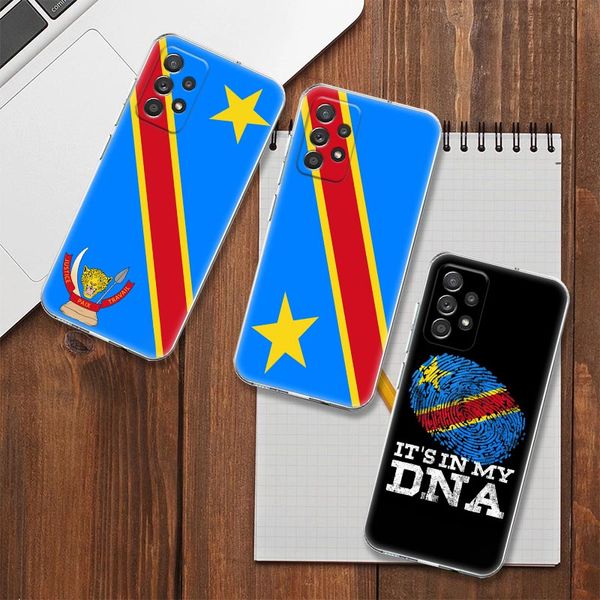 Cas clairs pour Samsung Galaxy A53 A52 A23 A13 A12 A32 A33 A73 A41 Cas de téléphone en silicone doux Couverture de la République démocratique Congo