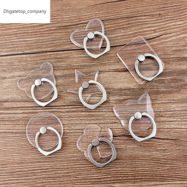 Clear Cat Finger Ring Soporte para teléfono móvil para iPhone XS Huawei Samsung cell Smart Round Phone Ring holder Car Mount Stand