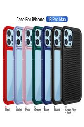 Cases transparentes de teléfonos celulares para iPhone 13Pro MAX 12 11 XS XR 8PLUS Samsung Galaxy S22 Plus Carbon Fiber TPU PC 2 en 1 Case 5102853 SHOCK
