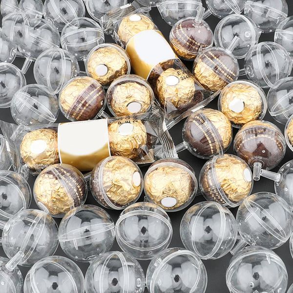 Boîte à tasses de chocolat transparente avec couvercle, porte-fleurs, emballages de chocolat ronds en plastique, fournitures de fleuriste pour Bouquet de la saint-valentin