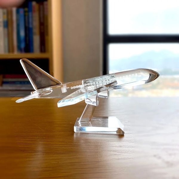 Crystal Crystal mignon Aircraft Figurines Glass Airplane Paper Paper Status Statue Collectible Home Decor Christmas Birthday Gift 240506