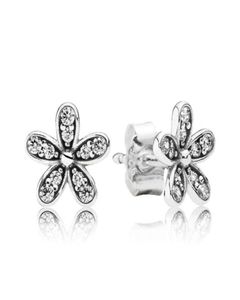 Clear CZ Diamond Daisy Stud oorbellen Originele doos voor P 925 Sterling Silver Small Flower Women Girls Earring Set8991932