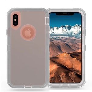 Caseas de teléfono de defensor transparente para iPhone X 6 6s 7 8 Plus 5 5s SE Galaxy S8 Plus S7 Edge Note 8 Armadura resistente Cubierta de cuerpo completo con clip de correa