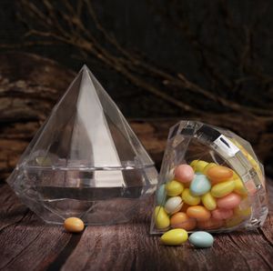 Duidelijke Diamond Candy Box Bruiloft Gunst Geschenkdozen Transparante Plastic Doos Bruiloft Geschenken Souvenirs voor gasten