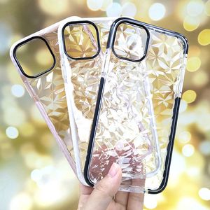 Clear Diamond Design telefoonhoesjes voor iPhone 15 Pro Max plus 14 13 12 Mini 11 Dual Color Crystal Shockproof TPU Mobile Back Covers