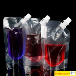 Heldere drinkzakken zakken 250 ml 500 ml stand -up plastic drinkzak met houderreclosbare hittebestendige waterflessen