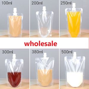 wholesale Bolsas de embalaje 100Ml 200Ml 250Ml 300Ml 380Ml 500Ml Vacío Standup Plástico Bebida Bolsa de embalaje Boquilla Bolsa para bebida Líquido Jugo Leche DH985