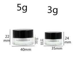 Duidelijke oogcrème potfles 3G 5G lege glazen lippenbalsem container brede mond cosmetische steekproef potten met zwarte cap SN6271