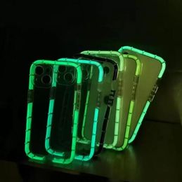 Duidelijke fluorescerende lumineuze bumper telefoonhoesjes schokbestendig transparante zachte tpu luchtbuffer camera lensbeveiliging voor iPhone 14 13 12 11 Pro max xr xs x 8 7 plus dhl