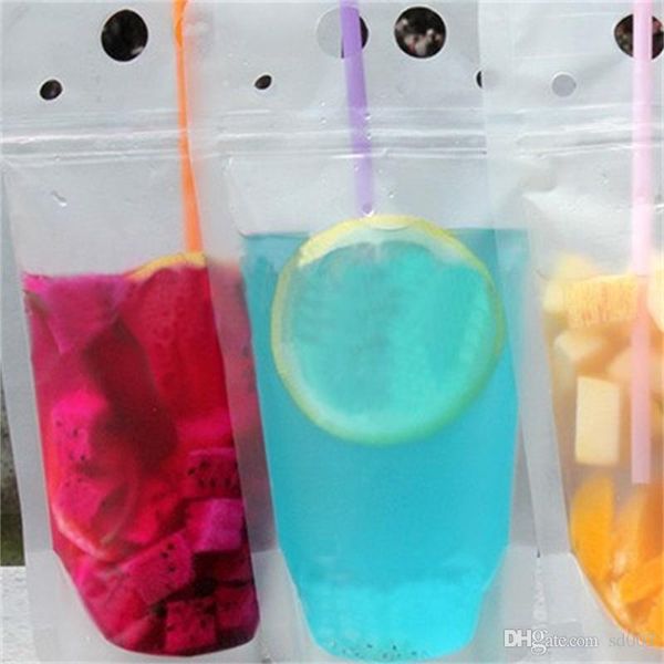 Bolsas de bebidas frías de 400 ml Bolsa de embalaje de jugo de fruta de mano transparente Contenedor de bebidas de plástico sellado Venta caliente 0 29rf BB