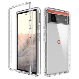 Duidelijke volledige body 2 in 1 beschermende cases schokbestendige harde pc -shell zachte tpu bumper cover case voor Google Pixel 6/6A/6 Pro/Pixel 7/Pixel 7 Pro Case