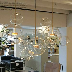 Clear Glass Bal Woonkamer Kroonluchters Art Deco Bubble Lamp Shades Kroonluchter Moderne Binnenverlichting Restaurant Iluminacao