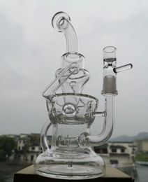 Clear Glass Bong Fab Egg Tuberías de agua Fuente Perc Dab Rig Bong Glass Recycler Oil Rig 14.5MM Junta