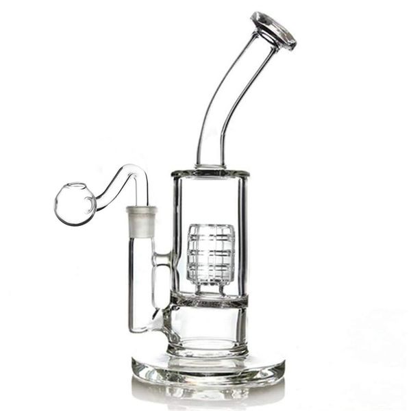 Grueso Glass Hookah Bubbler con Matrix Stereo Perc Glass Water Pipe Bongs con 18 mm Oil Burner Birdcage Diffusion Dab Rigs Accesorio para fumar