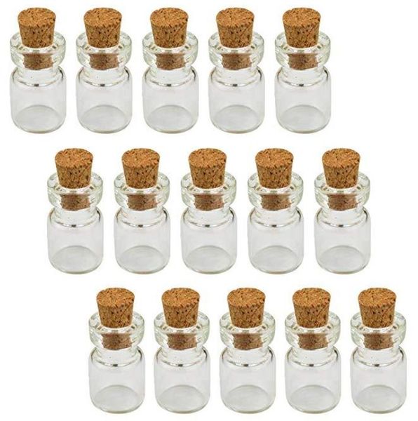 Flacons en liège en verre transparent avec bouchons en bois/Message mariages souhait bijoux faveurs de fête bouteille Tube 0.5ML 10X18X5MM