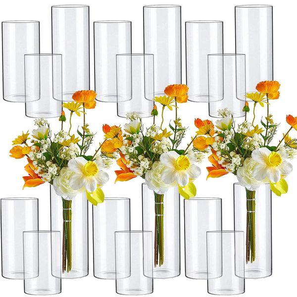 Vases cylindriques en verre transparent, bougeoirs flottants, centres de Table à fleurs, 240110