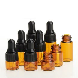 Amber Glass Dropper Vail 1 ml Mini Huiles essentielles Échantillon Bouteilles Points comprises pour les huiles essentielles Travelos