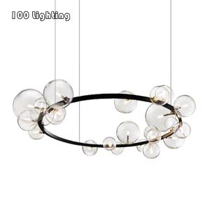 Verre clair pendentif LED lumières allée lumière chambre salle à manger lampe 110/220V nordique maison suspendus luminaires argent lampes