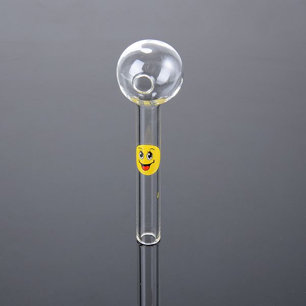 Tuyau de brûleur à mazout en verre Pyrex en verre transparent, 4 pouces, accessoires pour conduite d'eau, avec Logo souriant