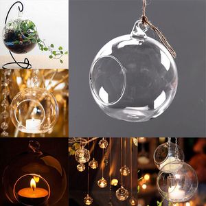 Verre clair suspendu chandelier terrariums bougies chauffe-plat bougeoirs fête de mariage décor à la maison