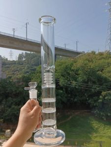 El agua de cristal transparente Bong las cachimbas con el aparejo triple del lenguado del aceite de la hierba seca de Perc Shisha del panal para fumar