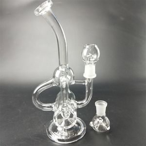 Clear Glass Water Recycle Bong Hookah Oil DAB RIGHT MET KOMEN ROKENDE PIJP 14 MM GEZAMENLIJKE ACCESSOIRES