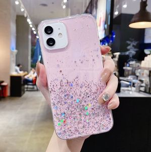Clear Glitter Phone Case voor iPhone 14 15 13 12 Pro 11 Pro Max 8 Plus Mini SE Cute Gradient Sequins Cover