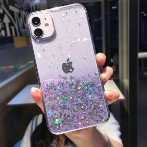 Étui de téléphone à paillettes claires pour iPhone 14 15 13 12 Pro 11 Pro Max Couvre de paillettes de gradient mignonne