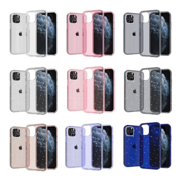 Clear Glitter Sparkly Armor Fundas para teléfono para iPhone 13 Pro Max 12 Mini 11 XR Samsung S10 S20 FE S21 S22 Ultra Note 20 Cubierta a prueba de golpes