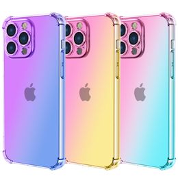 Couleurs de gradient transparent Airbag anti-choc Cas pour l'iPhone 11/12/13/14/15/11 PRO / 12 PRO / 13 PRO / 14 PRO / 15 PRO / 11 PRO MAX / 12 PRO MAX / 13 PRO MAX / 14 PRO MAX /15 Pro Max