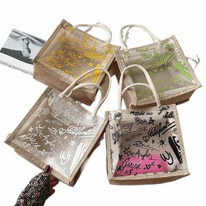 Clear Graffiti Sac à main PVC Sacs transparents Femmes Fi Épaule Beach Jelly Bourse en plastique Fourre-tout Embrayage E7fg #