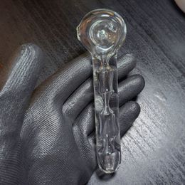 Glazen pijp met helder handvat Glazen bubbler rookpijp Spoon Bubbler Hybride morsbestendige rookpijp, zeer praktisch ontwerp