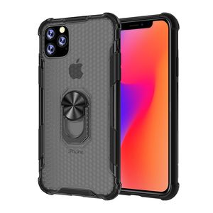 Coque arrière rigide transparente pour iPhone, compatible modèles 12 mini, 6, 6s, 7, 8 Plus, X, XS Pro Max, XR, 11, pare-chocs en caoutchouc, anneau rotatif à 360 degrés, support magnétique