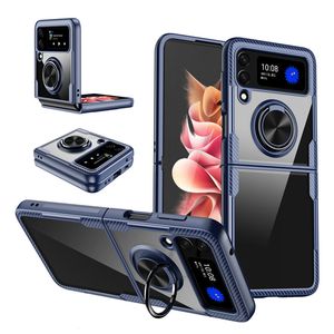 Duidelijke hybride ringhouder telefoonhoesjes voor Samsung Galaxy Z Flip 4 3 S22 plus Ultra iPhone 14 13 12 Pro Max 360 magnetische harde covers