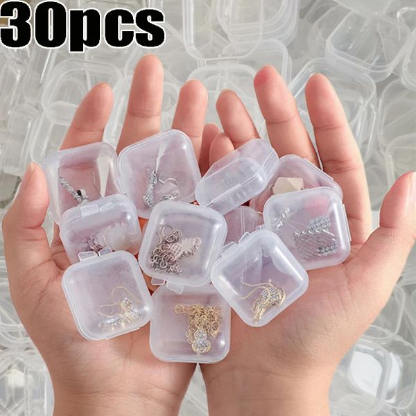 Boîte d'emballage de bijoux transparent mini caisses de stockage en plastique carré