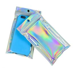 Duidelijke laser aluminium folie ritssluiting verpakking tas met hang hole party ambachten voor zip opslag mylar plastic pack pouches